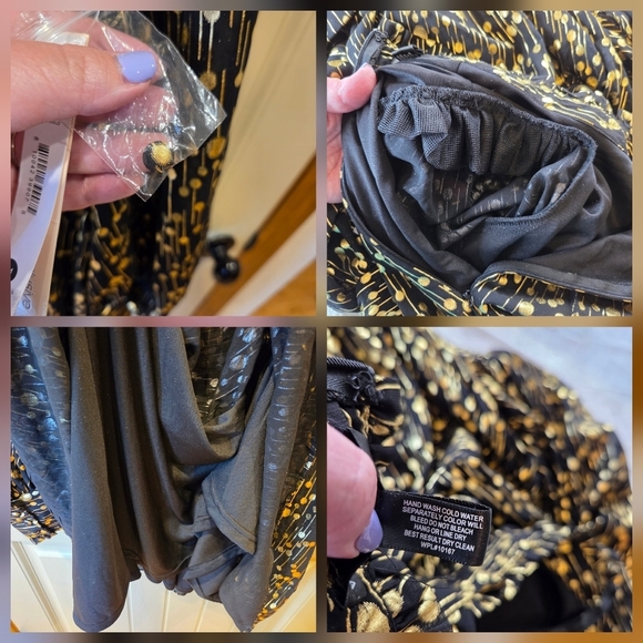 AQUA Mock Neck Gold Foil Mini Dress  Medium - Picture 14 of 14